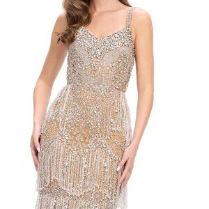 Glamorous Silver Beaded Midi Dress